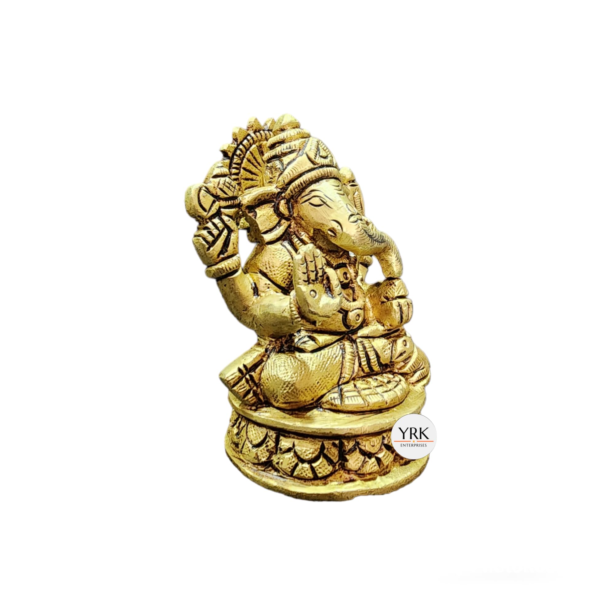 Yrk Brass Lakshmi Ganesha Set 3 Inch | Brass Lakshmi Ganapathi Set | Laxmi Ganesh Set 3 Inch